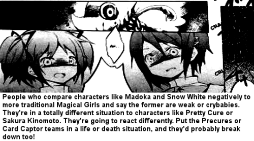 People who compare characters like Madoka and Snow White negatively to more traditional Magical Girl