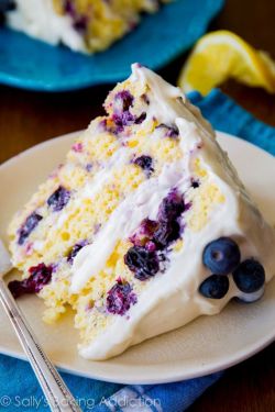 intensefoodcravings:  Lemon Blueberry Layer Cake | Sally’s Baking Addiction