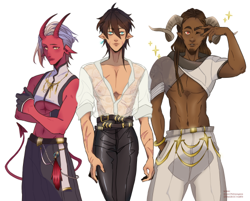 Fashion (demon) boys aye! (from left to right - Gremory, Damian, Iblis)!