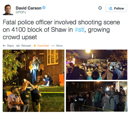 socialjusticekoolaid:  revolutionarykoolaid: Happening Now (10.8.14): Oh dear God, not again. Another life lost in St Louis. So little information right now, but it seems that an unarmed 18-year old boy was tased then shot 16 times by an officer, possibly