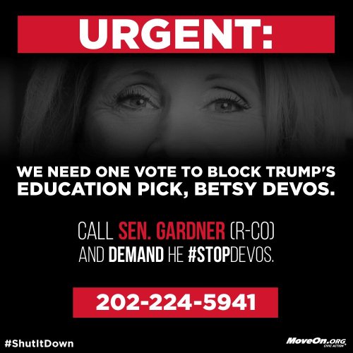 asksexpositivefluttershy: boardgamebrony:  markruffalo: Share & call the following Senators and demand they vote NO on Donald Trump’s Swamp Cabinet education pick, Betsy DeVos. #StopDeVos #ShutItDown If you call, it could be your senator who changes