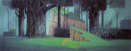 Eyvind Earle (New York, 1916 –  2000)Sfondo per il lungometraggio La Bella Addormentata nel Bosco di