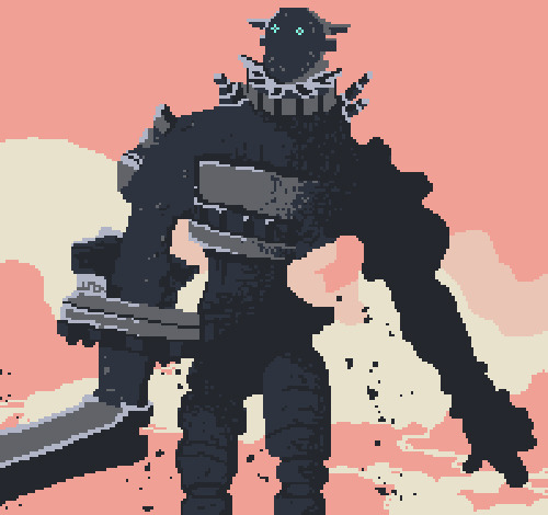 Shadow of the colossus pixel art with gridlines by