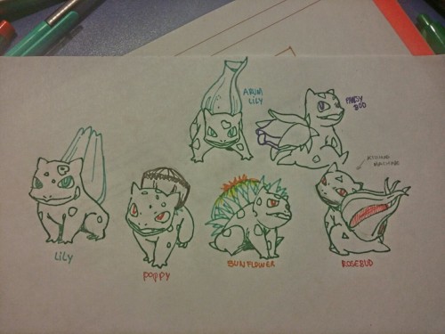 Bulbasaur&rsquo;s pokemon variations. I&rsquo;ve had them in my head for a while now and I let my ha