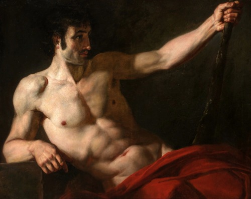Hadrian6:A Young Man As Hercules. 19Th.century. The French School. Oil/Canvas. 