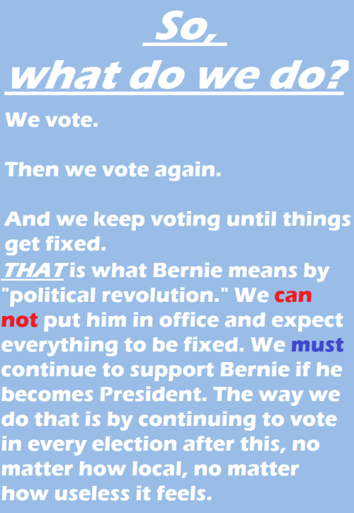 cmnedark:An infographic I made explaining what Bernie means by “Political Revolution.” In short, vot