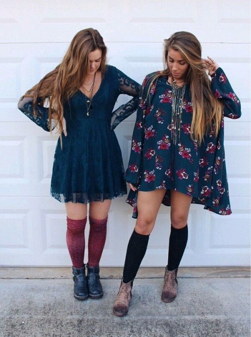 Tall socks for Fall? I&rsquo;m lovin both outfits