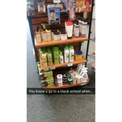 winterforsun:  theblacksheepkid:  pvpacito:  winterforsun:  This is In my School’s bookstore  That’s smart af, they making mad money bc the ladies don’t even have to leave campus to get what they need for their hair 👏🏾👏🏾👏🏾  Yo