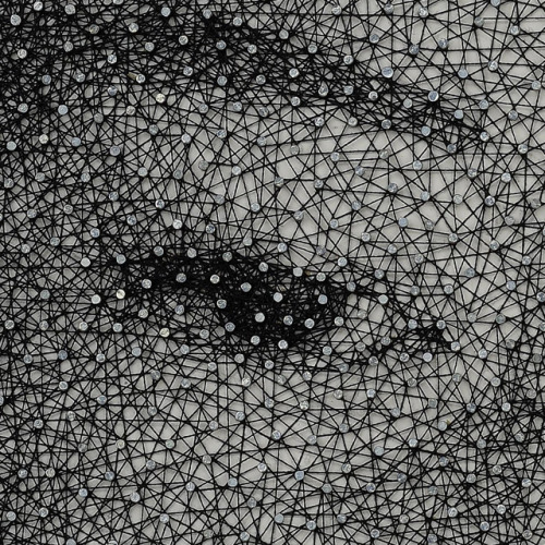 lohrien:  Kumi Yamashita - Constellation Series Wood panel, brads, single sewing thread