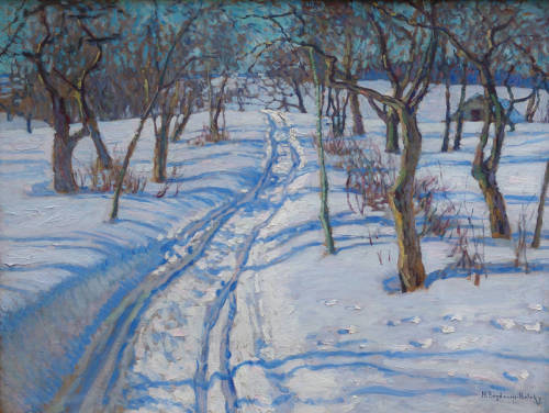 artist-belsky: Road in a Winter Garden, 1930, Nikolay Bogdanov-BelskyMedium: oil,plywood