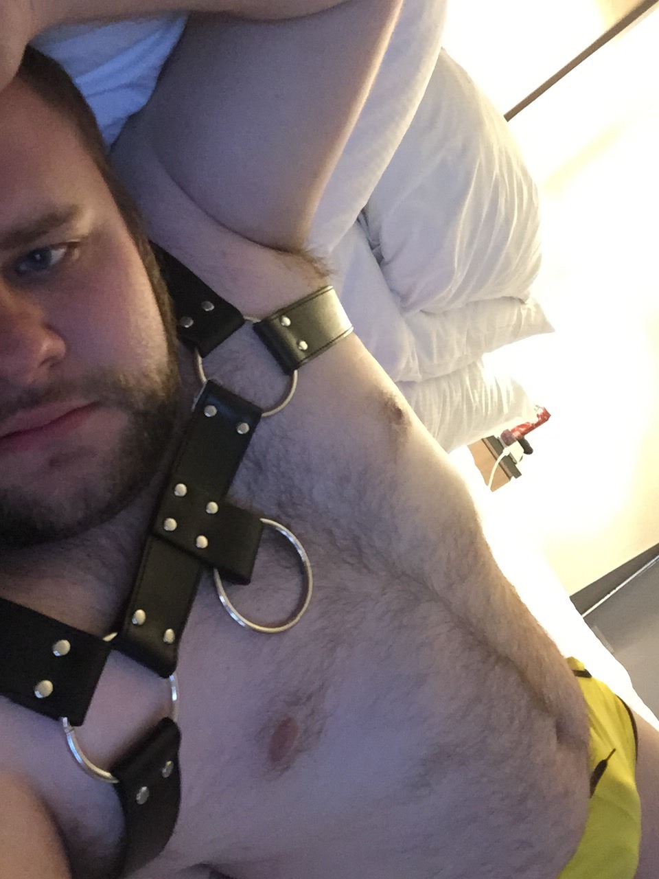 polytriadcigarcub:  Feeling fucking amazing in my new harness!!