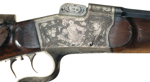 Engraved Frohn system single German schuetzen target rifle, late 19th century.from Rock Island Aucti