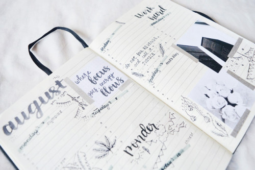 byaliciagrace: Monochrome Bullet Journal Spreads ⚫⚪⚫ “If you can’t stop thinking about it, don’t stop working on it,” Michael Jordan I loved how this turned out, except for some of the calligraphy! I thought I would share some flicks of