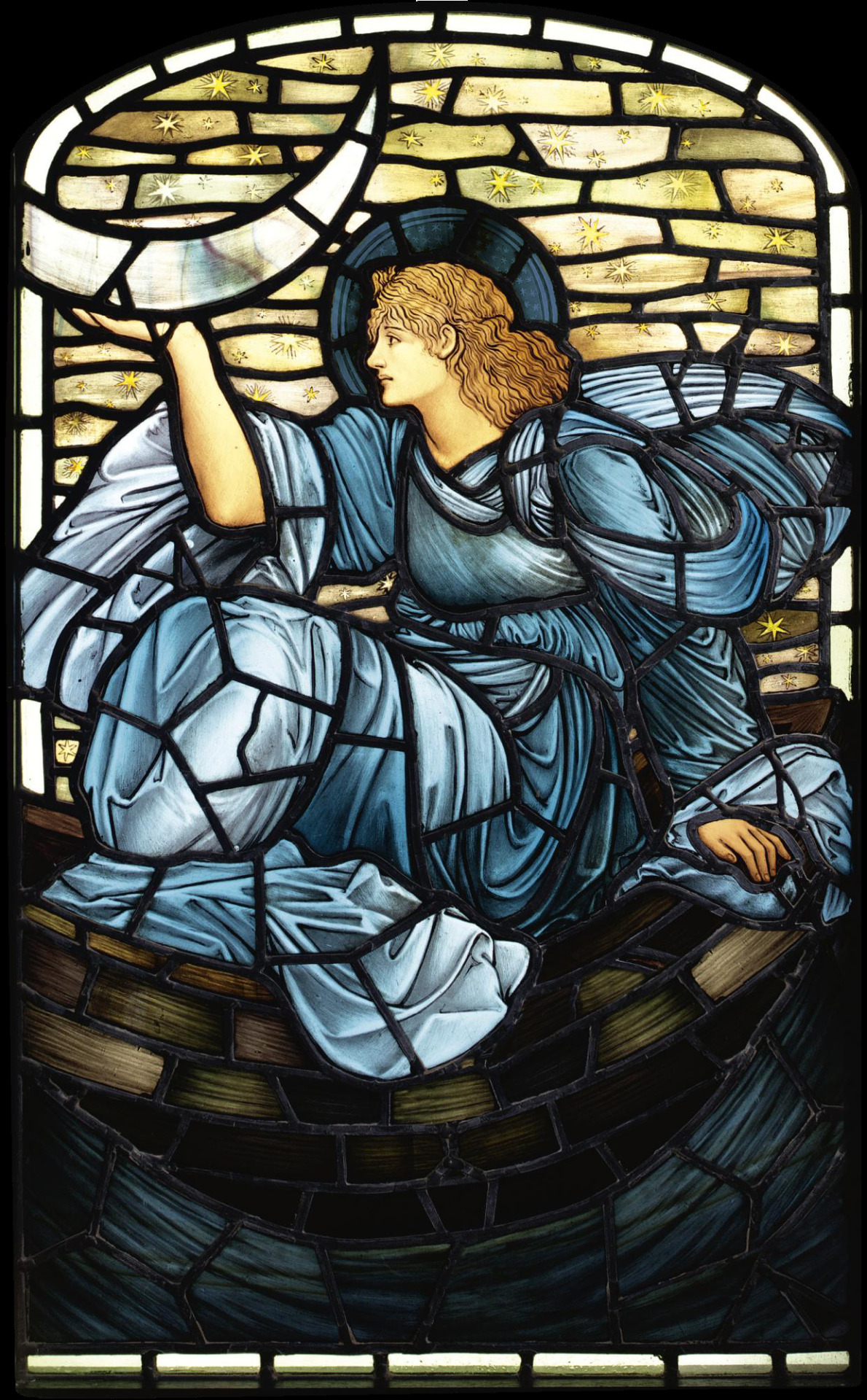 didoofcarthage:Luna by Edward Burne-Jones and Morris &amp; Co.English, 1878stained
