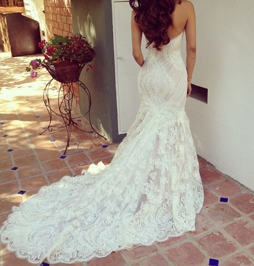 Black and white lace wedding dresses