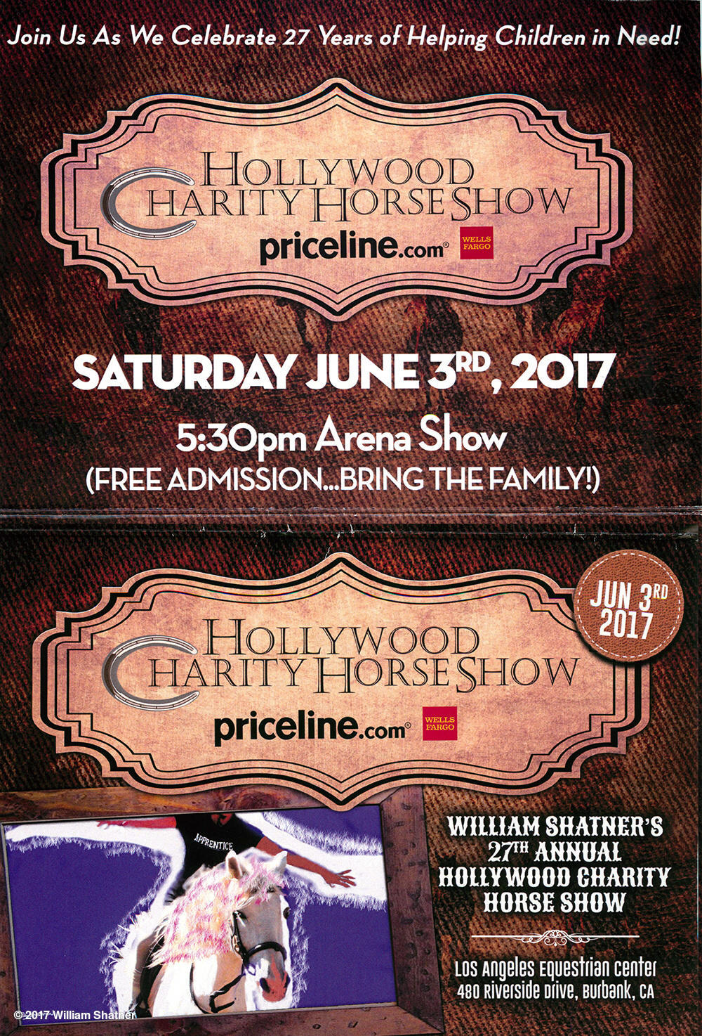 If you are going to be in the Los Angeles area on June 3, 2017, I invite you and your family to the Arena show for my Hollywood Charity Horse Show which takes place at 5:30pm in the equidome of the Los Angeles Equestrian Center in Burbank. Admission...