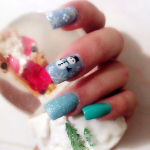 Uñas listas para esta navidad entre amigas#christmas#nailschristmas#nailart#blue#stars#papanoel#ve