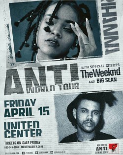 adaptedtoxo:  The Weeknd will be touring as a special guest along side Big Sean on Rihanna’s Anti World Tour. xoxoxo