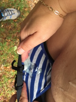 milfexposed:Damn, my panties were really sticky walking back to the car…..;-)Next time I’d better swallow that cum, what do you think ;-)