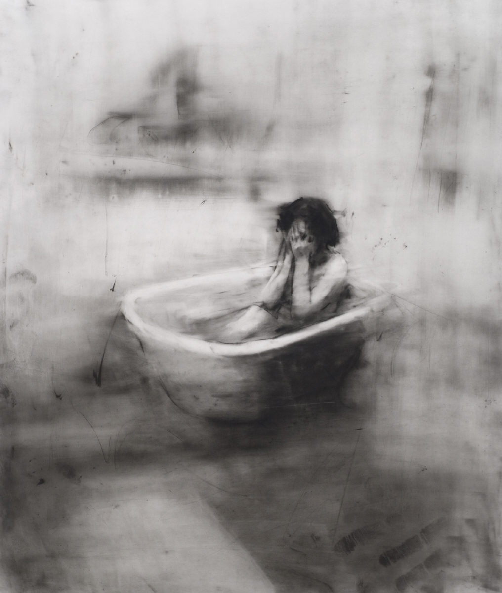 poeticasvisuais:   Sophie Jodoin - Bathroom Scene Study , 2007, Conte on Mylar  