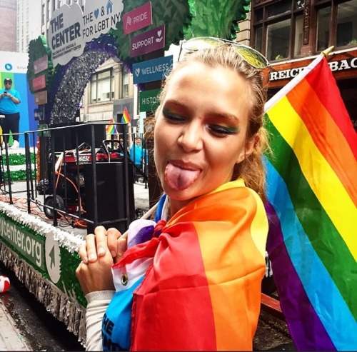 intothegloss: Hi everyone! This is @josephineskriver–today I’m celebrating #NYCpride ✌️ 