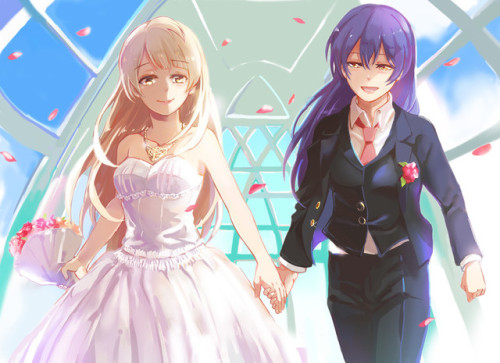 ✧･ﾟ: *✧ Just married ✧ *:･ﾟ✧♡  Characters ♡ : Kotori Minami ♥ Umi Sonoda♢  Anime ♢ 