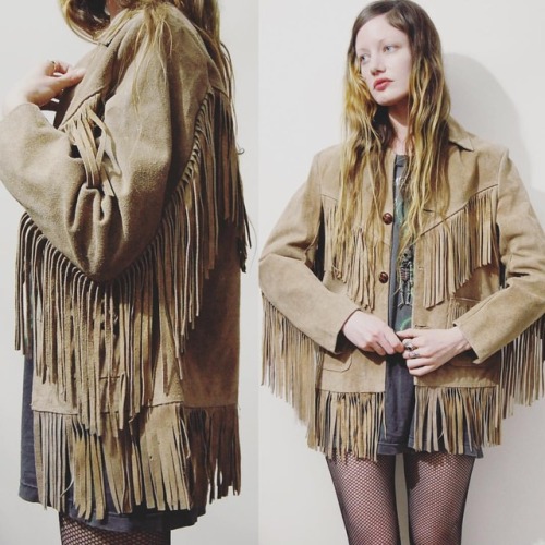 1970s vintage suede fringe jacket with nice slim fit available now along with loads other vintage an