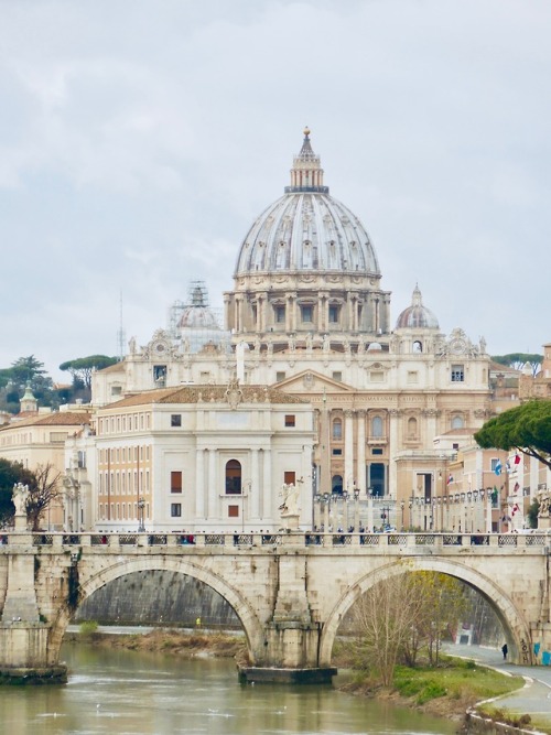 Tevere e basilica di San Pietro, giornata invernale, 2019.