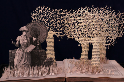 ‘Now was her opportunity’ book sculpture by Justin Rowe. www.daysfalllikeleaves.com