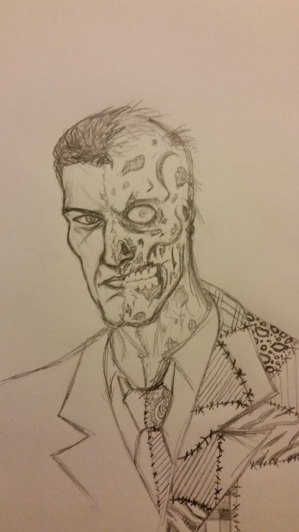 Quick sketch of my own version of Two-Face.
