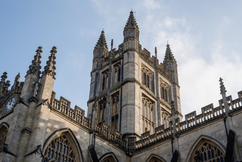 Bath Abbey in winters cool sun light