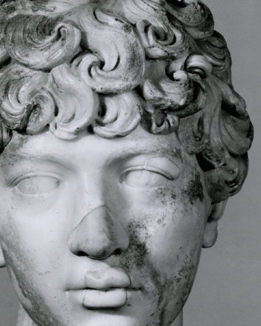 marmarinos: Bust of young Lucius Verus, 2nd century CE. Marble. Found on the Acropolis.