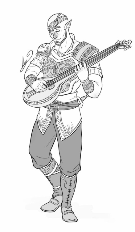 adwarfstale: My dwarf paladin and my boyfriends half-elf bard from our DND quest! Art by @lucydoesar