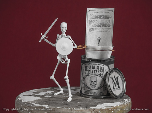 EN GARDE!In event of skeleton war: Open can.Human Skeleton in a Can Now available in our Etsy shop. 