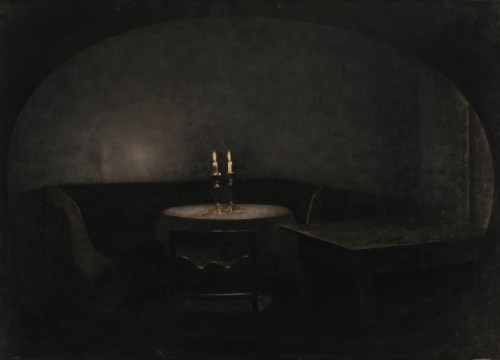 Wilhelm Hammershøi: Interiør Kunstigt Lys, Denmark 1909