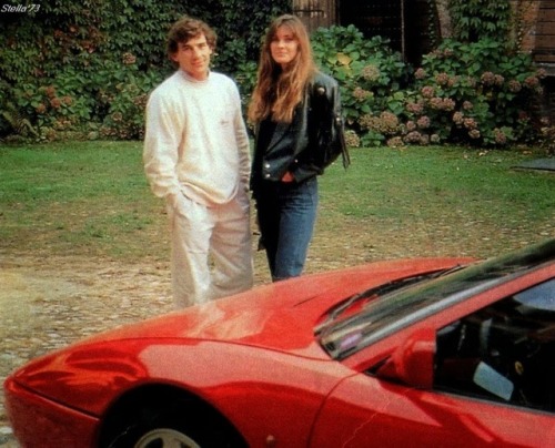 Ayrton Senna and Carol Alt show up for a party.Ayrton is channeling an awkward mix of Miami Vice and