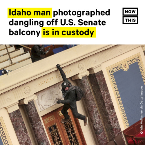 Josiah Colt, 34, the man photographed dangling from the Senate balcony as pro-Trump insurrectionists