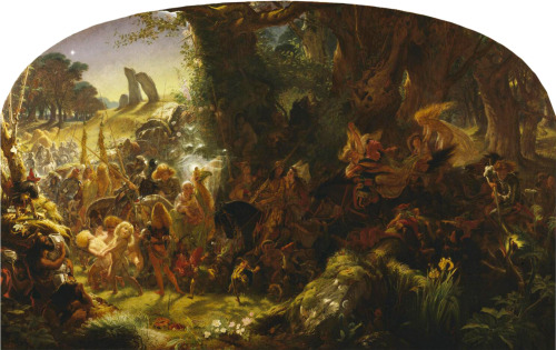 thefugitivesaint:Sir Joseph Noel Paton (1821-1901), ‘The Fairy Raid- Carrying off a Changeling, Mids