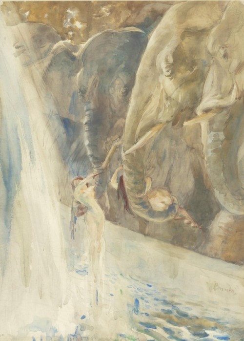 janpadora-box:  Paul Albert Besnard (1849-1934) - FEMMES SE BAIGNANT AVEC DES ÉLÉPHANT