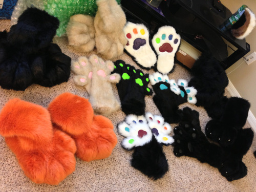 Bunch of hand and feetpaws getting made for #AC2013 &amp; Megaplex due full &amp; partial suits. Lot