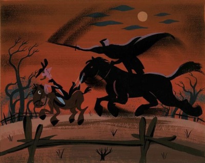 weirdlandtv:Mary Blair concept art for 1949 Disney feature, THE ADVENTURES OF ICHABOD AND MR. TOAD.