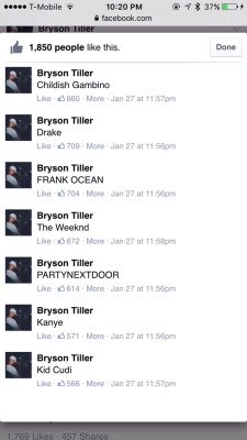 respectthedon:  itsbrysontiller:  People Featured on the new album  OH, SO FRANK JU-LYING ASS OCEAN CAN FIND THE TIME TO GET IN THE STUDIO AND BE ON EVERYBODY ELSE DAMN ALBUM BUT HIS OWN!?!? 