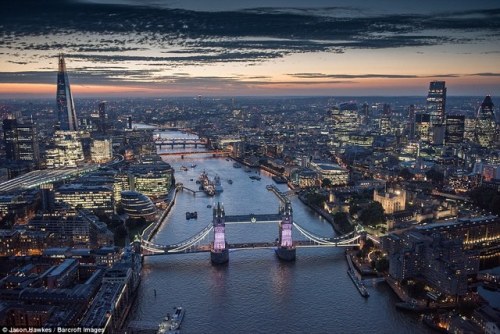 Tower Bridge across the River Thames (London, England).