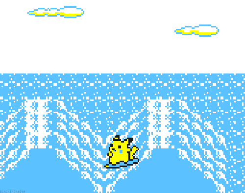 blackthorngym:  Pokémon Yellow:Surfing Pikachu       