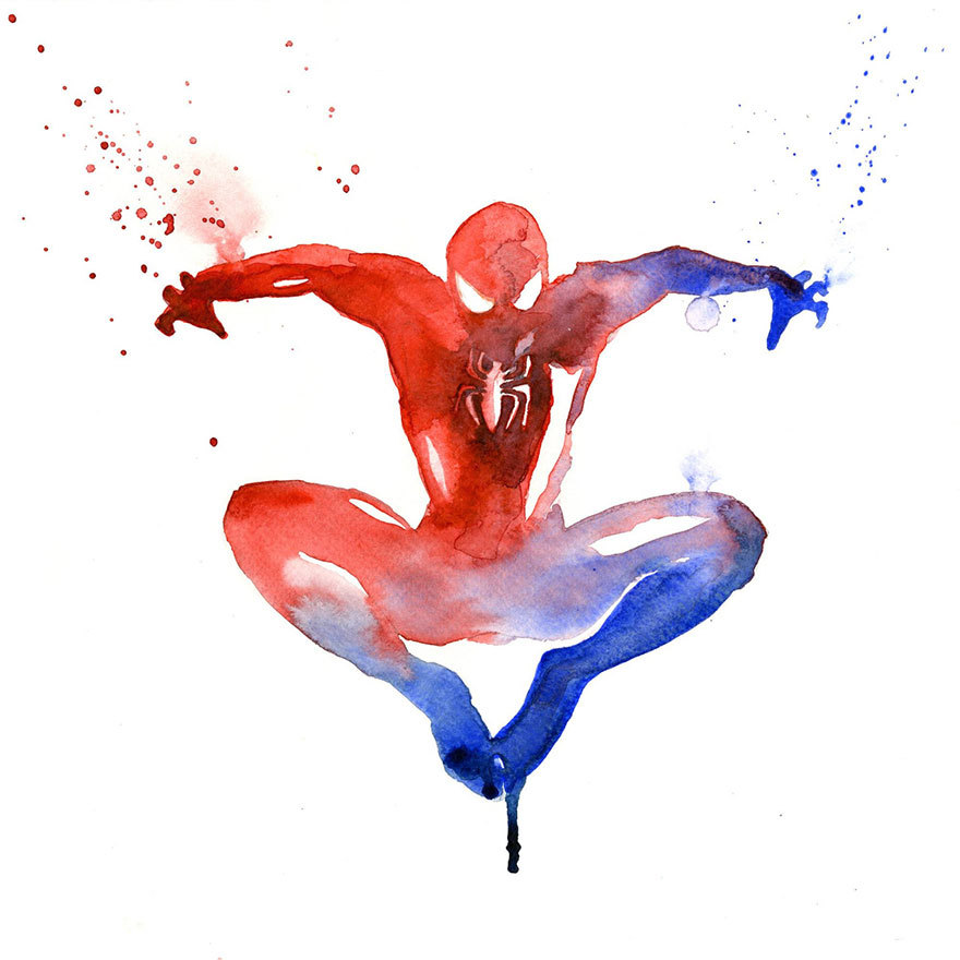 jedavu:  Watercolor Superheroes With Big Splashes  Created by Blule