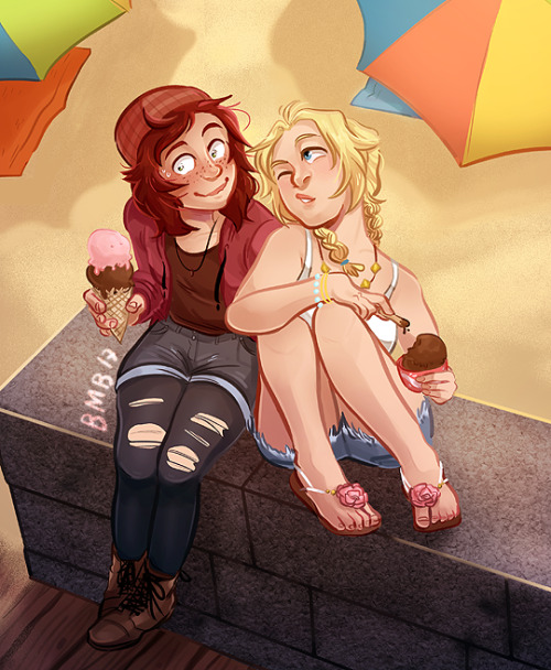 banhmiboy: recently finished 2 commissions for @trashleybrown ft. jess/ash!! \o/ jess is super smoot