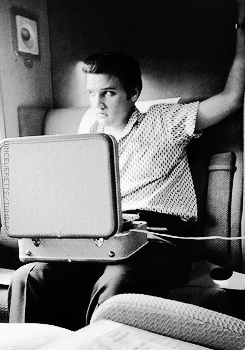 vinceveretts:  Elvis listening to acetates while on the train ride back to Memphis,