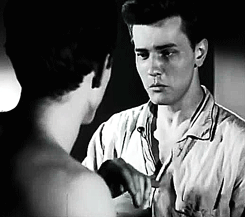 hennyproud:    James Dean and Richard Davalos in their first screen test for East of Eden, c. 1955 [x]   