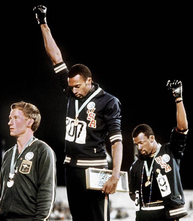 thepeoplesrecord:  John Carlos &amp; Tommie Smith give Black Power salute at