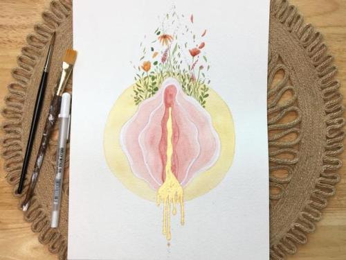 Body Positive Vulva Watercolor Print //DawnRoseArt